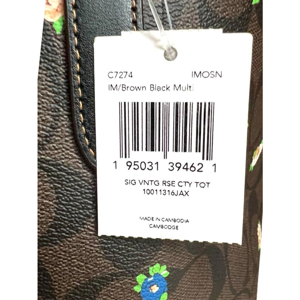 Coach NWT C7274 City Signature Canvas Tote Rose Print Shoulder Bag 7274 - Picture 8 of 8